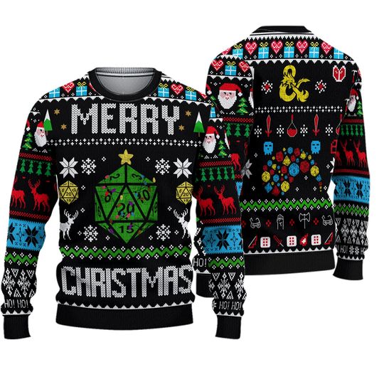 Discover Dungeons And Dragons Merry Critmas Christmas Gift Ugly Christmas Sweater