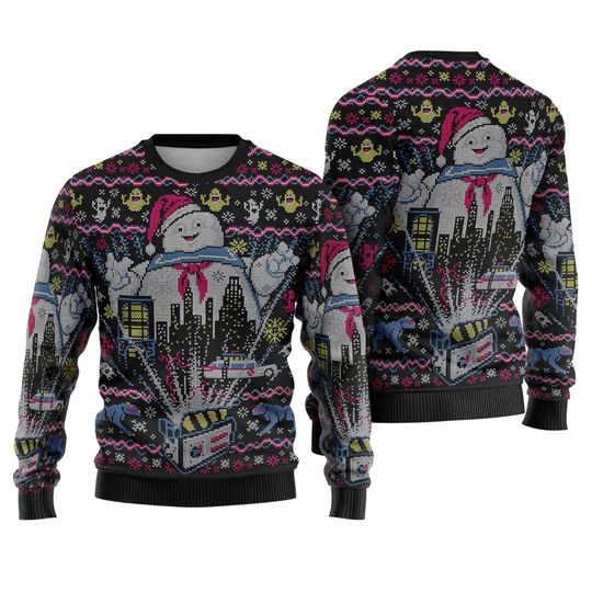 Discover Ghostbusters Christmas Ugly Sweater, Stay Puft Marshmallow Man Christmas Sweater