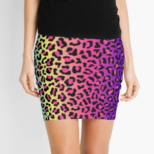Discover Rainbow Leopard Print Skirt