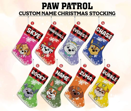 Discover Personalized Paw Patrol Christmas Stocking, Family Christmas Stocking