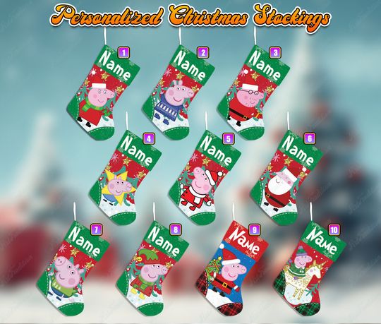 Discover Personalized Pig Family Christmas Stocking, Family Christmas Stocking