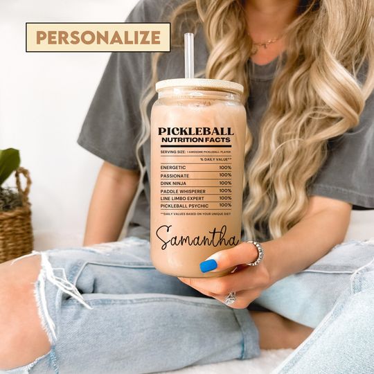 Discover Personalized Pickleball Frosted Cup Tumbler, Nutrition Facts Christmas