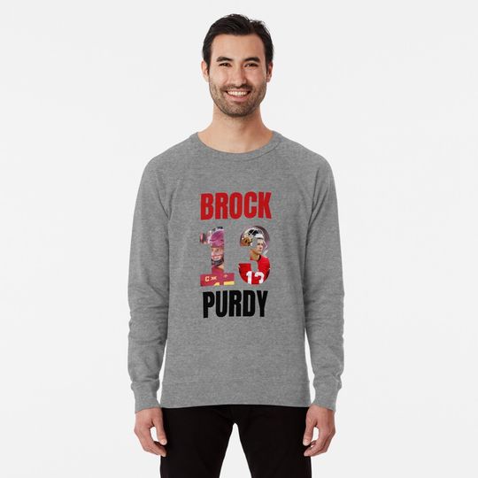 Discover Brock Purdy Fan Lightweight Sweatshirt, Vintage Brock Purdy Merch