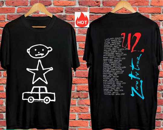 Discover U2 Zoo Tour 1991 Tour T-Shirt, Double Sided T-Shirt