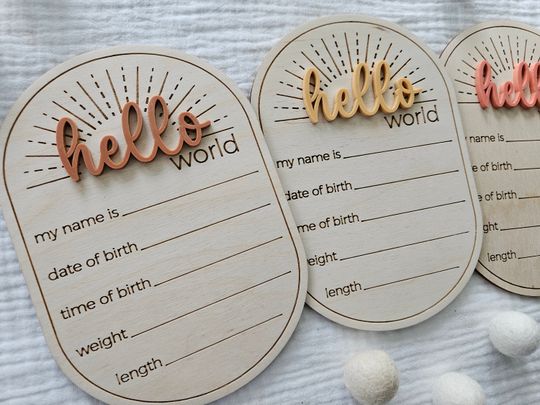 Discover Hello World Birth Announcement | Sunshine Baby Arrival Hospital Sign