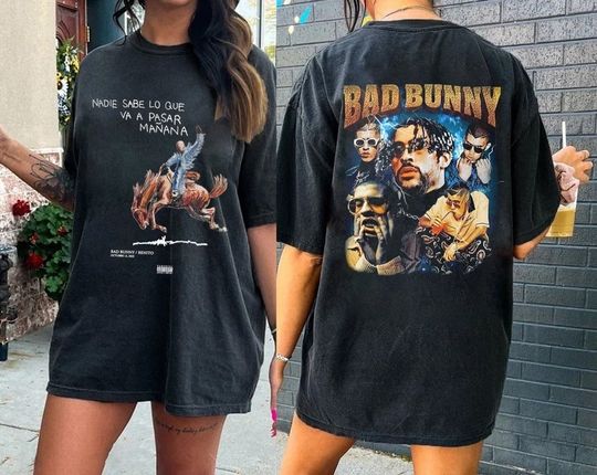 Discover Bad Bunny Most Wanted Bunny Tour 2024 Double-Sided T-Shirt