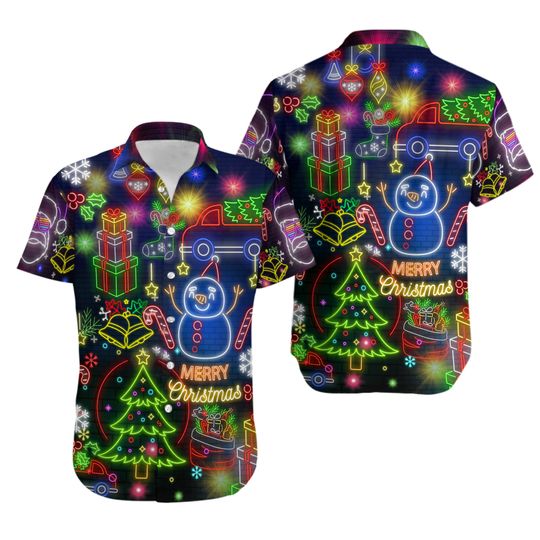 Discover Christmas Bright Neon Lighting Hawaiian Shirt
