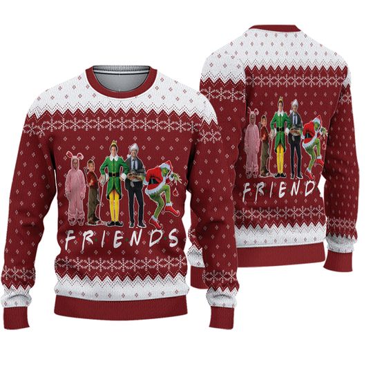 Discover Christmas Friends Home Alone Elf Grinc.h Ugly Knitted Christmas Sweater