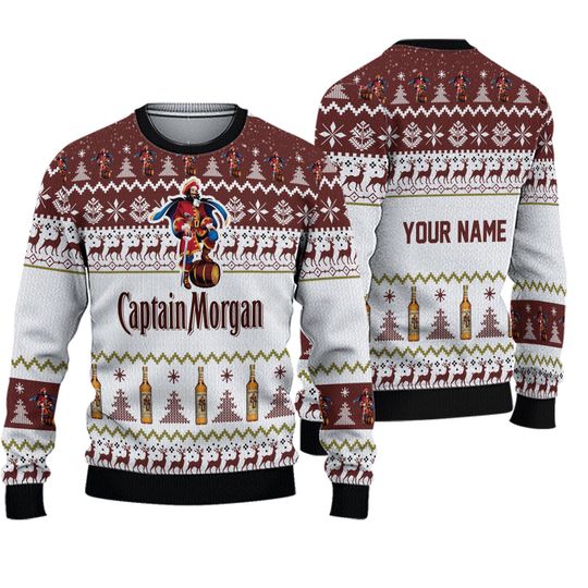 Discover Personalized Captain Morgan Spirit Christmas Ugly Sweater