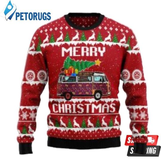 Discover Hippie Car Merry Christmas Funny Gift Ugly Christmas Sweaters