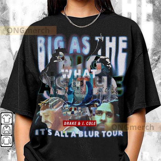 Discover Drake J Cole Big As The What Tour 90s Shirt, Collage Rapper Vintage It's All Blur Tour