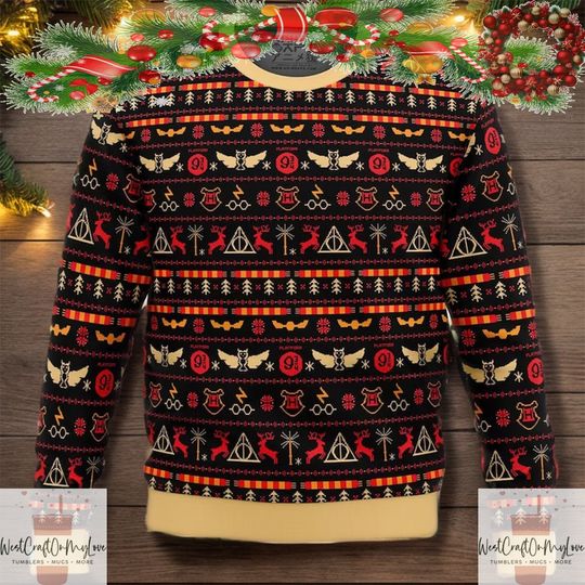 Discover Wizard school Harry Ptter Christmas Ugly Sweaters, Christmas Holiday Sweaters 3D