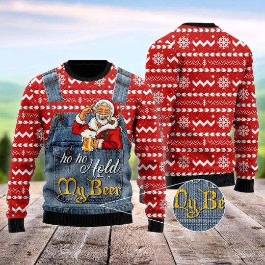 Discover Ho Ho Hold My Beer Santa Ugly Christmas Sweater, Ugly Christmas Sweater