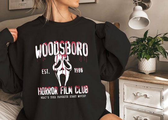 Discover Woodsboro Horror Film Club Sweatshirt, Spooky Season Sweatshirt