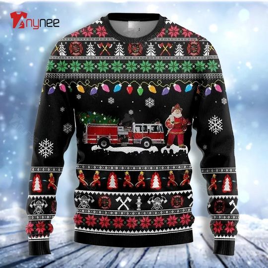 Discover Firefighter Santa Ugly Christmas Sweater