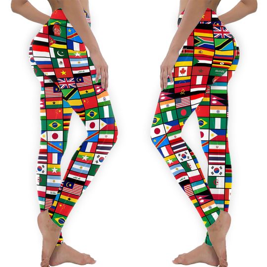 Discover Flags of the Countries of the World, Worlds Flags Pattern Leggings