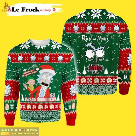 Discover I Turned Myself Into Santa Rick And Rickandmorty All Over Print Thicken Fall Fashion Sweater
