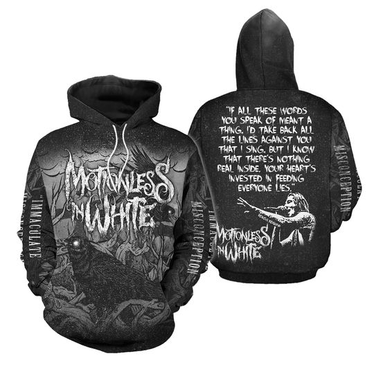 Discover Motionless In White Scoring The End Of The 2023 Music 3D Hoodie