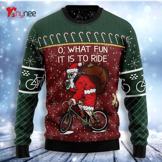 Discover Santa Cycling Holiday Ugly Sweater