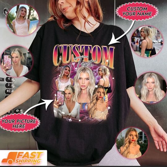 Discover Custom Bootleg T-Shirt, Shirt With Girlfriend Face, Custom Photo Vintage T Shirts