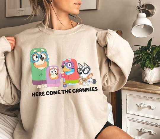 Discover BlueyDad Here Come The Grannies Shirt | BlueyDad Christmas Sweatshirt