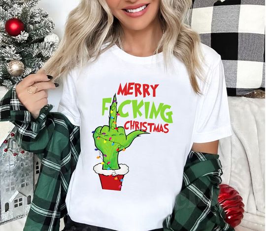 Discover Grin Hand Christmas Merry Grin  T-Shirt