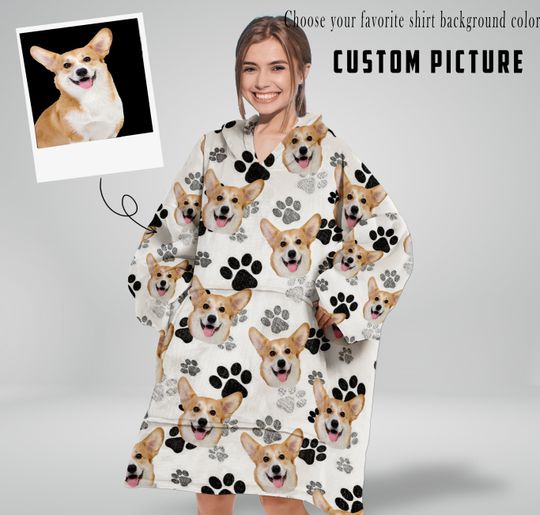 Discover Custom Pet Dog/Cat Blanket Hoodie,Custom Picture Fleece Hoodie