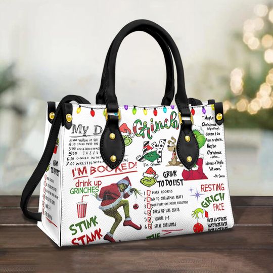 Discover funny character Christmas Leather Handbag