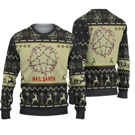 Discover Hail Santa Pentagram Ugly Christmas Sweater