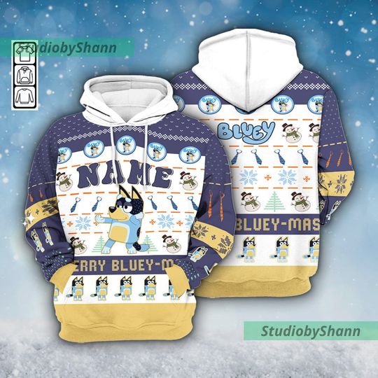 Discover Personalized Blue Dad Dog 3D Hoodie, Family Christmas 3D Hoodie