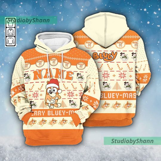 Discover Personalized Orange Dog 3D Hoodie, Sister Cartoon Dog Christmas 3D Hoodie