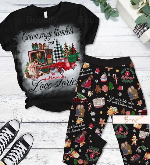 Discover Christmas Hallmark Pajama Set - T-Shirt and Pants