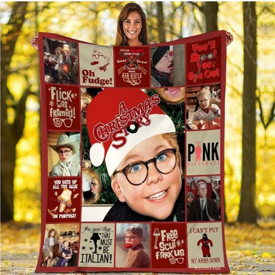 Discover A Christmas Story Fleece Blanket Ralphie Leg Lamp Christmas Movies Blanket