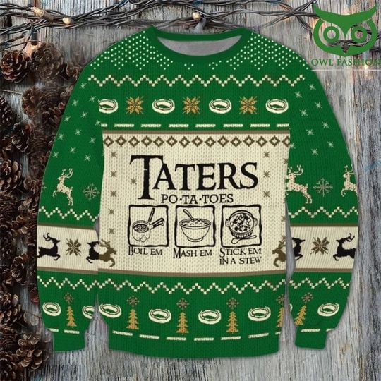 Discover Taters Potatoes Red Ugly Christmas Sweater, Xmas Sweater