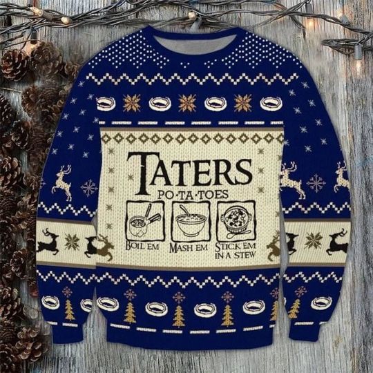 Discover Taters Potatoes Red Ugly Christmas Sweater, Xmas Sweater