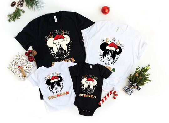 Discover Custom Merry Christmas Family Shirts, Deer Shirt, New Year 2024 T-Shirt