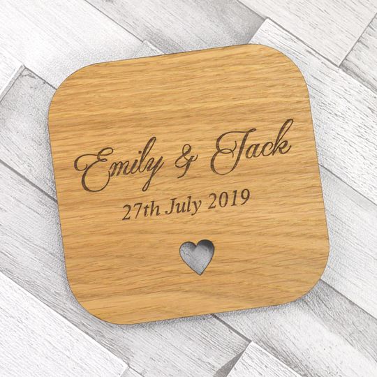Discover Personalised Wooden Wedding Coasters, Personalised Wedding Favour