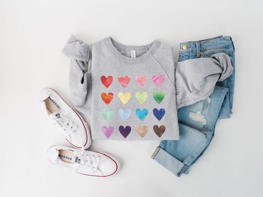 Discover Watercolor Heart Sweatshirt, Heart Sweatshirt,  Valentine's Day Sweatshirt