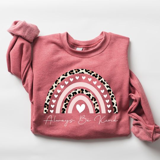 Discover Always Be Kind Sweatshirt, Teacher Sweatshirt, Leopard Heart, Valentines Day Sweatshirt