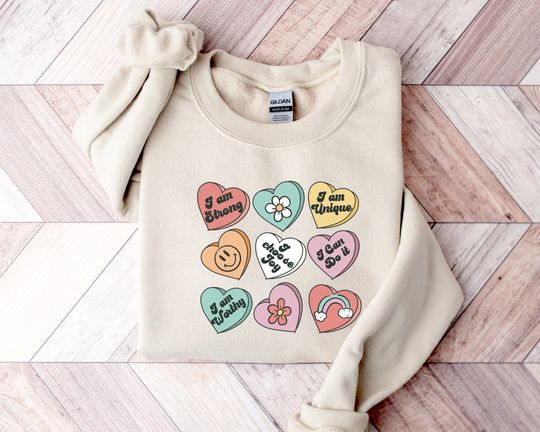 Discover Positive Affirmations Sweatshirt, Teacher Valentine Sweatshirt, Women's Valentines Day