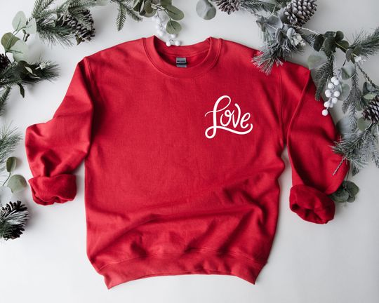 Discover Valentine's Sweatshirt, Love Heart Sweatshirt, Heart Arm Patches, Cute Valentine's Sweatshirt