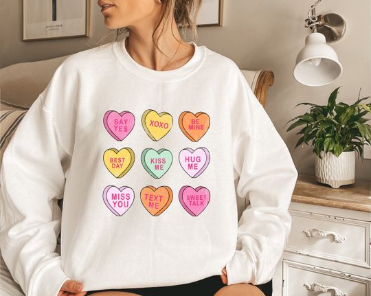 Discover Be Mine Sweatshirt, Conversation Hearts Shirt, XOXO Sweatshirt, Valentines Day Shirt
