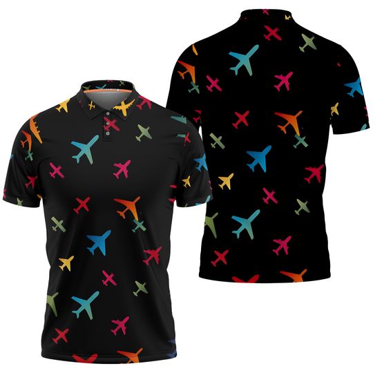 Discover Aircraft Transportation Colorful Polo Shirt