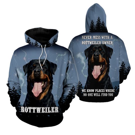 Discover Rottweiler Dog 3D All Over Print Pullover Hoodie