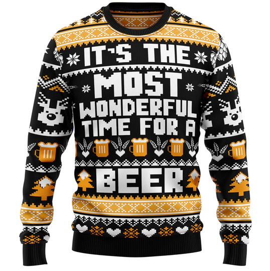 Discover Wonderful Time For A Beer Ugly Christmas Sweater