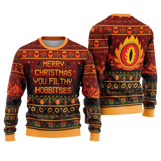 Discover Lord Of The Ring Merry Christmas You Filthy Hobbitses Ugly Christmas Sweater