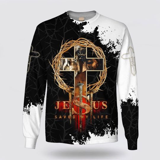 Discover Jesus Lion Cross - Jesus Saved My Life Ugly Christmas Sweater