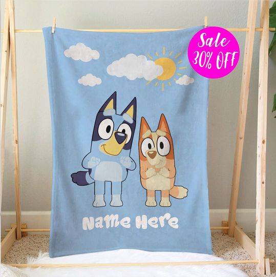 Discover Personalized BlueyDad Blanket, BlueyDad Family Soft Cozy Sherpa Fleece Throw Blankets