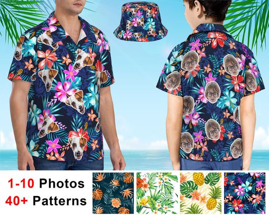 Discover Custom Hawaiian Shirts with Face, Tropical Pattern Shirt for Men Women