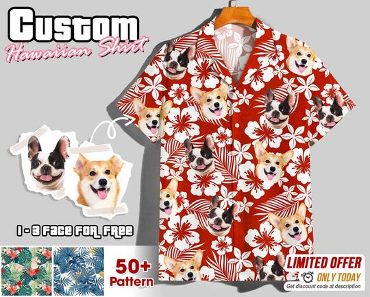 Discover Custom Face Hawaiian Shirt For Men Women, Custom Hawaiian Shirt With Face